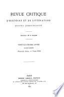 Revue critique d'histoire et de littérature, recueil hebdomadaire