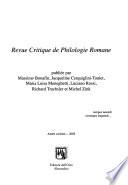 Revue Critique de philologie romane