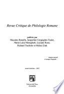Revue Critique de philologie romane