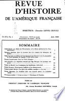 Revue d'histoire de l'Amérique française
