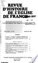 Revue d'histoire de l'Église de France