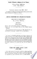 Revue d'histoire de l'église de France