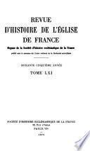 Revue d'Histoire de l'Église de France