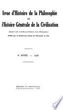 Revue d'histoire de la philosophie et d'histoire générale de la civilisation
