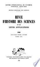 Revue d'histoire des sciences et de leurs applications