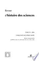 Revue d'histoire des sciences