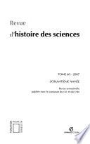 Revue d'histoire des sciences