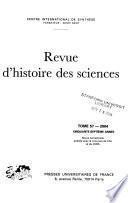 Revue d'histoire des sciences