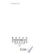 Revue d'histoire du théâtre