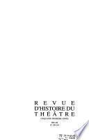 Revue d'histoire du théâtre