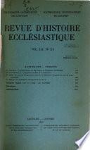 Revue d'histoire ecclésiastique