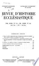 Revue d'histoire ecclésiastique