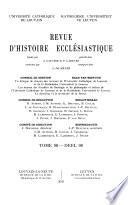 Revue d'histoire ecclésiastique
