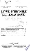 Revue d'histoire ecclésiastique