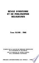 Revue d'histoire et de philosophie religieuses