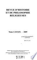 Revue d'histoire et de philosophie religieuses