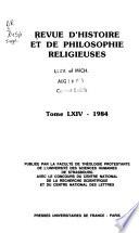 Revue d'histoire et de philosophie religieuses