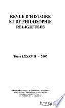 Revue d'histoire et de philosophie religieuses