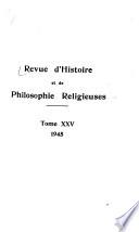 Revue d'histoire et de philosophie religieuses