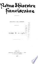 Revue d'histoire franciscaine
