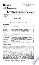 Revue d'histoire littéraire de la France