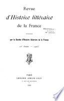 Revue d'histoire littéraire de la France