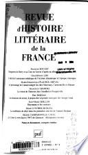 Revue d'histoire littéraire de la France