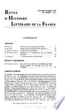 Revue d'histoire littéraire de la France