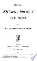 Revue d'histoire littéraire de la France