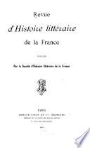 Revue d'histoire littéraire de la France