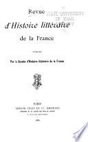 Revue d'histoire littéraire de la France