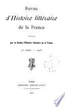 Revue d'histoire littéraire de la France