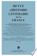 Revue d'Histoire Litteraire de la France