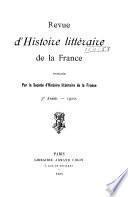 Revue d'histoire littéraire de la France