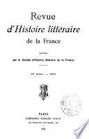 Revue d'histoire littéraire de la France