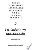 Revue d'histoire littéraire du Québec et du Canada français