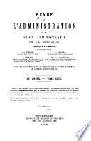 Revue de l'administration et du droit administratif de la Belgique