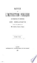 Revue de l'Instruction Publique en Belgique