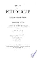 Revue de philologie, de littérature et d'histoire anciennes