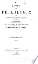 Revue de philologie, de littérature et d'histoire anciennes