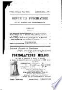 Revue de psychiatrie et de psychologie expérimentale ...