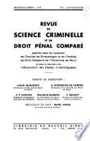 Revue de science criminelle et de droit pénal comparé