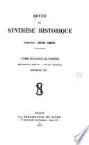 Revue de synthèse historique ...