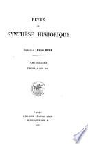 Revue de synthèse historique ...