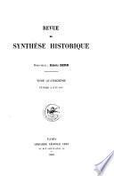 Revue de synthèse historique ...