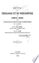 Revue de théologie et de philosophie ...