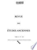 Revue des études anciennes