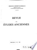 Revue des études anciennes