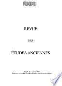 Revue des études anciennes