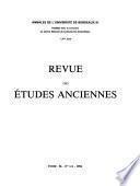 Revue des études anciennes
